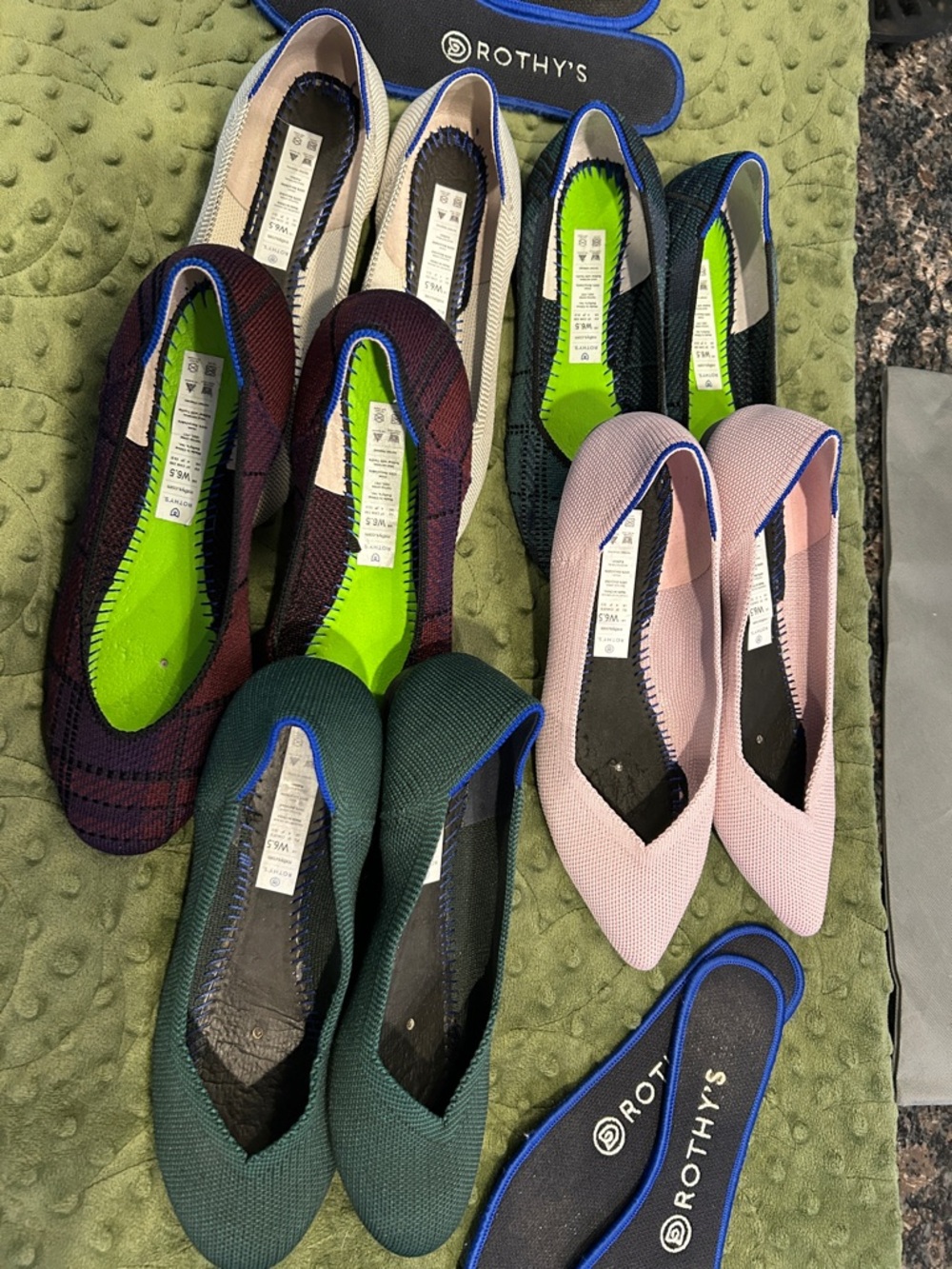 Bundle of five Rothy's Flats.